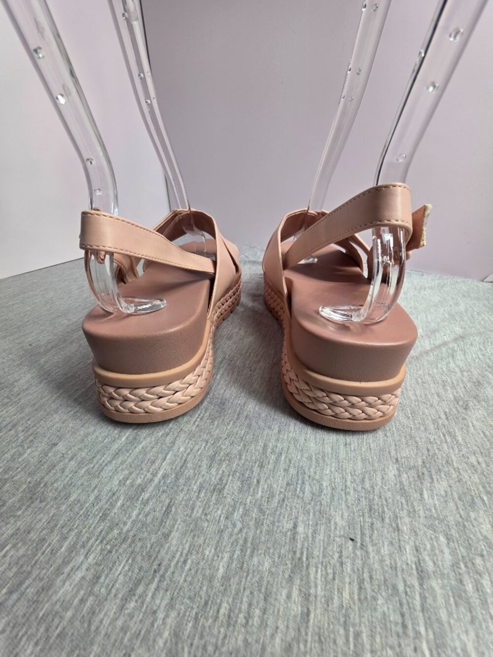 Torrid Womens Platform Sandals 8.5W Nude Blush Crossband Braided - Picture 4 of 7